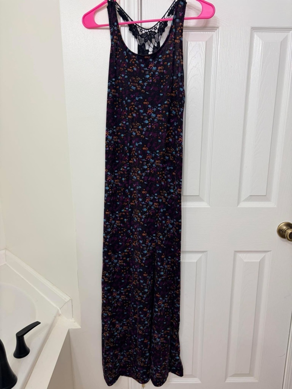Mossimo Supply Co. Black Maxi Dress with Multicolor Floral Print